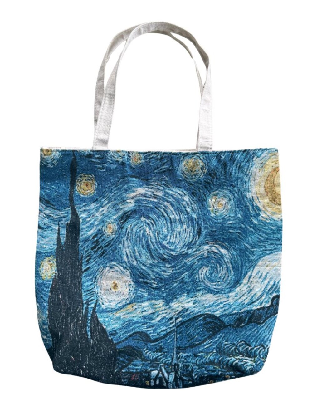 Van Gogh Starry Night Woven Tapestry Tote Bag — Art Lover Gift 17x17"